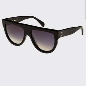 Celine black flat top round shield sunglasses